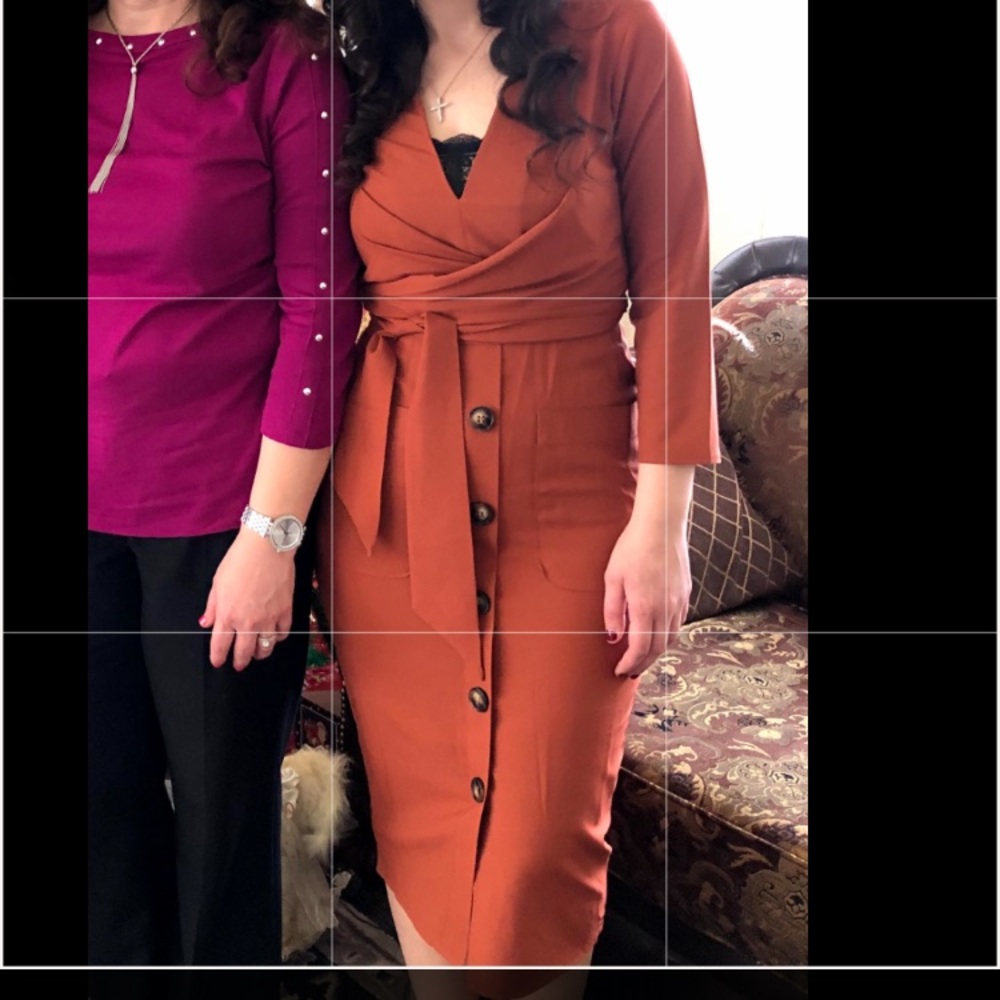 Mid-sleeve midi dress